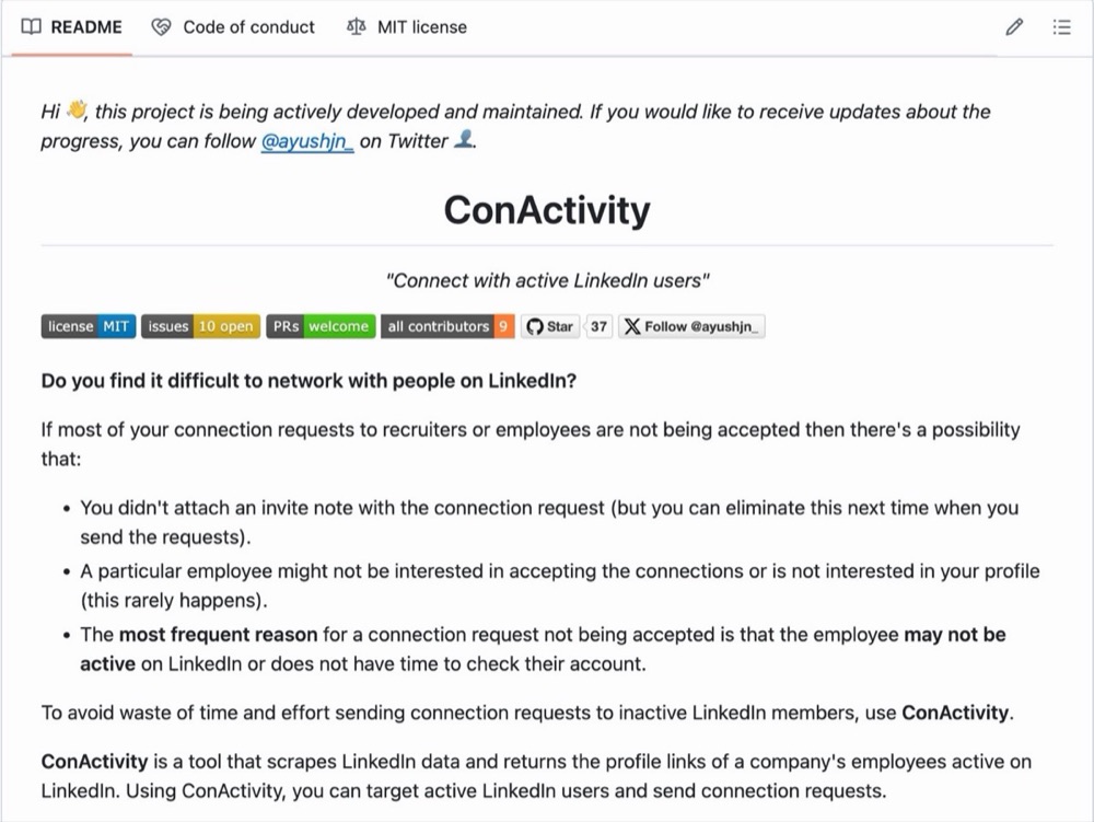Conactivity screenshot